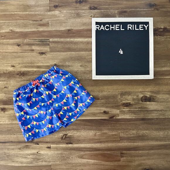 Rachel Riley Seaside Collection Blue Red Yellow Bunting Swim Shorts European 4 - Picture 1 of 7